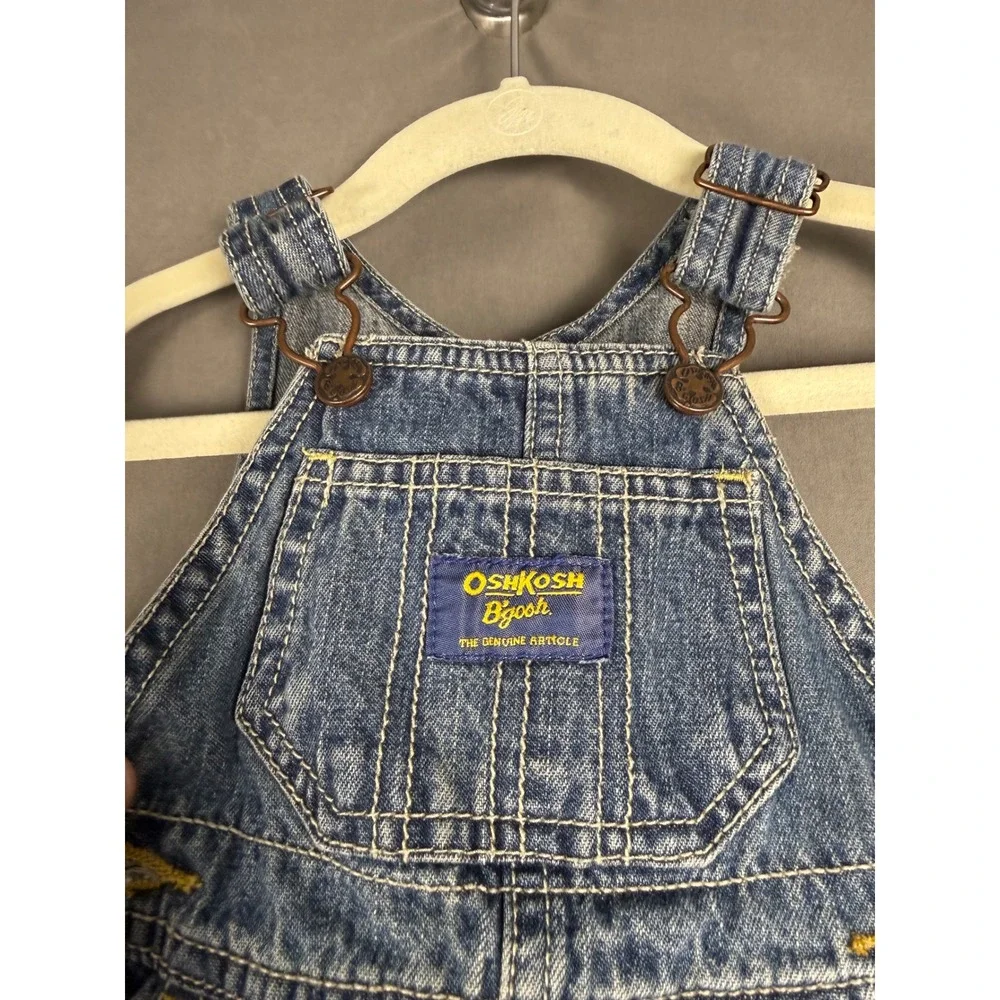 OshKosh B'gosh Overalls Kids 3 Months Blue Denim Carpenter Bibs 892-0072